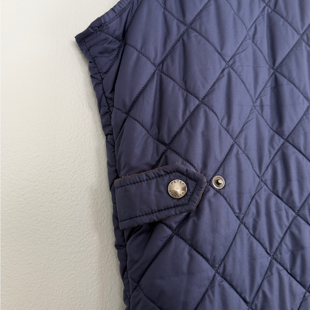 Peter Millar Vest Classic Essex Quilted Traveler Navy Blue and Brown Trim Men’s - Picture 16 of 16